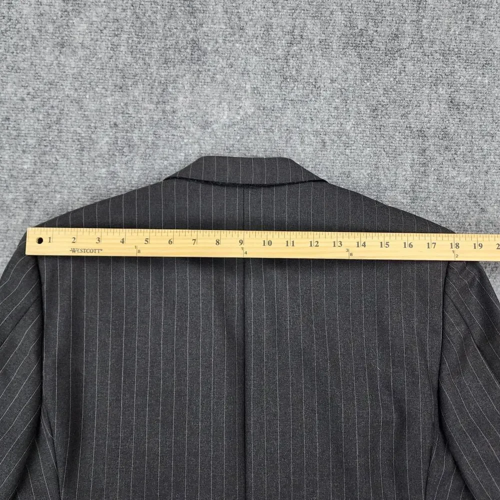 Hickey Freeman Blazer Mens 38R Gray Pinstripe Wool Sport Coat 2 Button USA Union